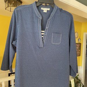 Cathy Daniels short sleeve Solid Blue Blouse Size XL w/ chest Pocket